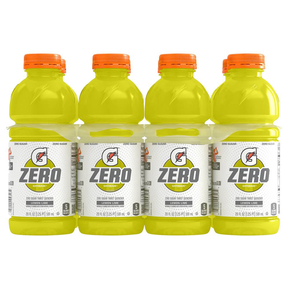 Gatorade Zero Sugar Thirst Quencher Sports Drink, Lemon-Lime (8 x 20 fl oz)