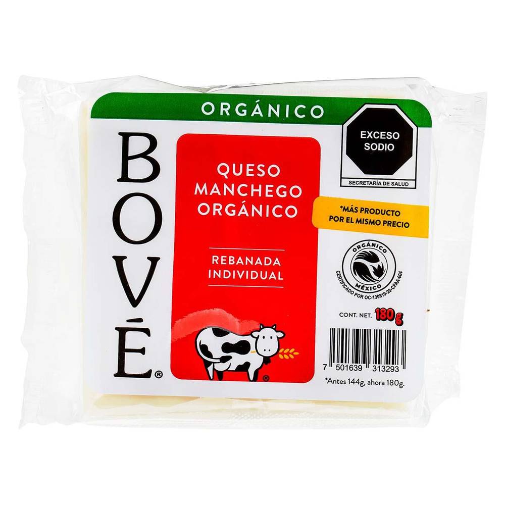 Bové · Queso manchego orgánico rebanado individualmente (180 g)