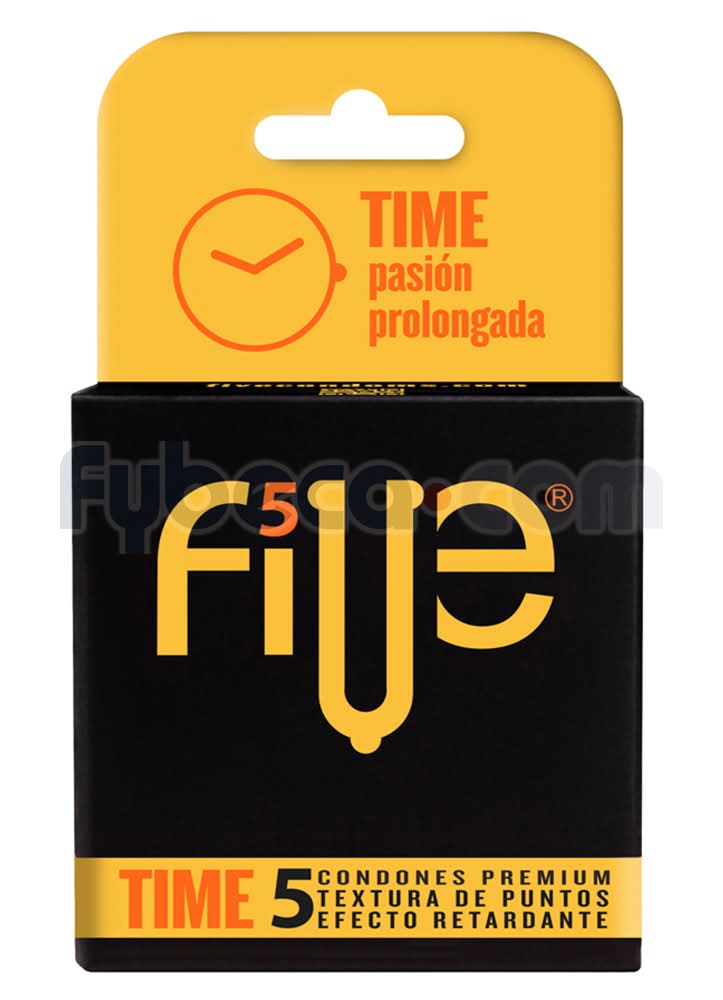 Preservativos Five Time Con Textura De Puntos Y Efecto Retardante