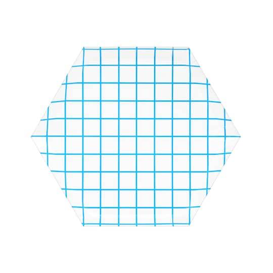 7.5" Grid Hexagon Paper Plates By Celebrate It, 10Ct.