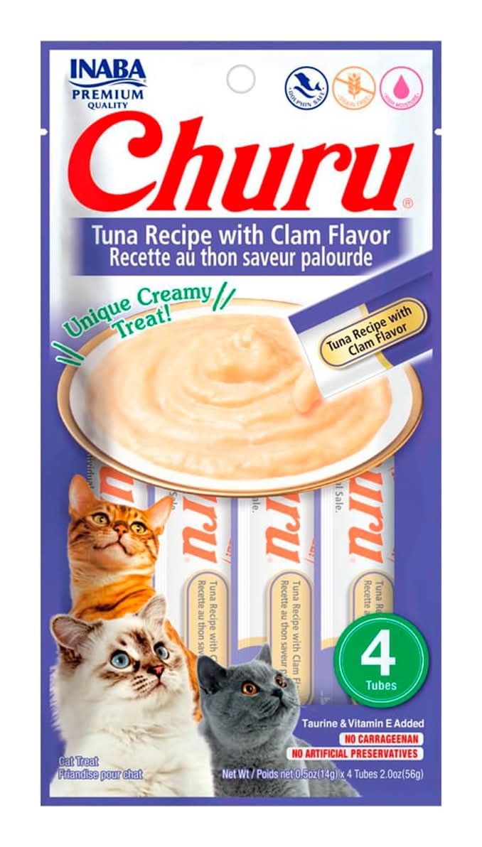 Churu · Snack cremoso para gatos, atún-almeja (4 x 14 g)