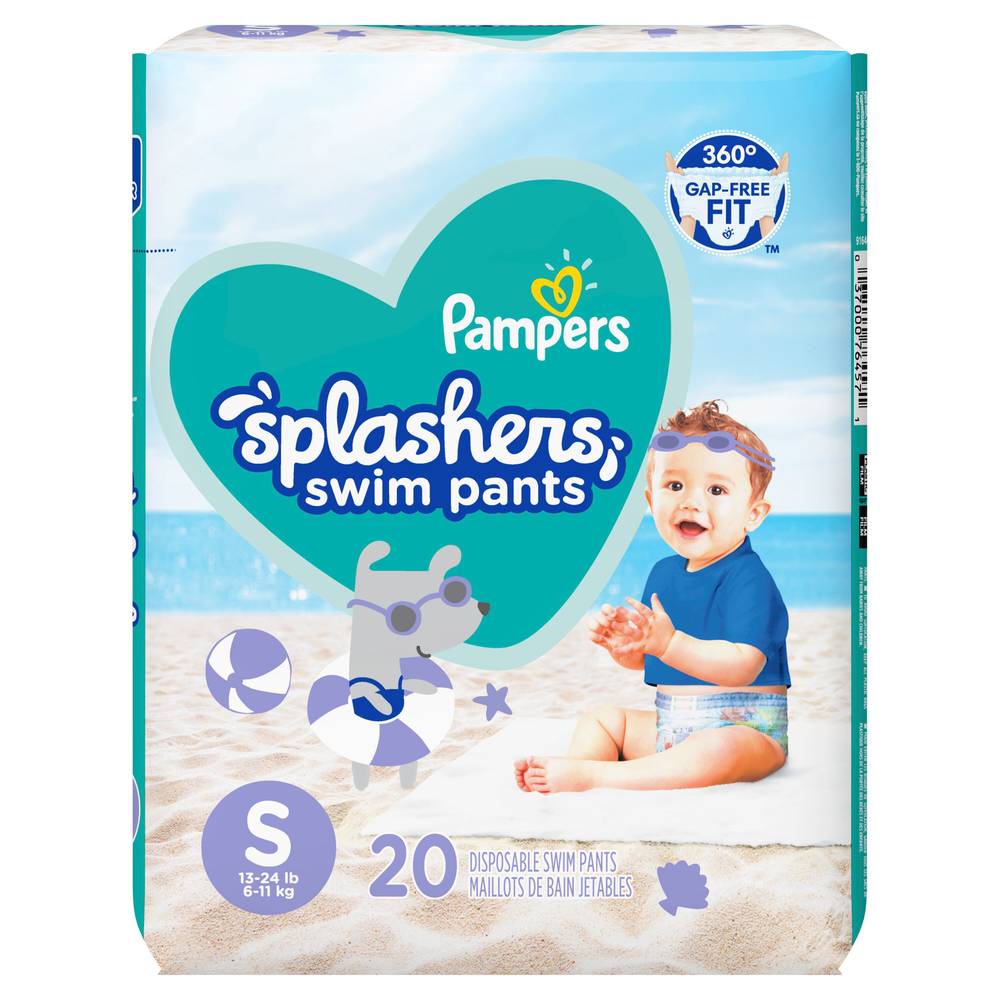 Pampers Splashers Disposable Swim Pants, Size S, 20Ct