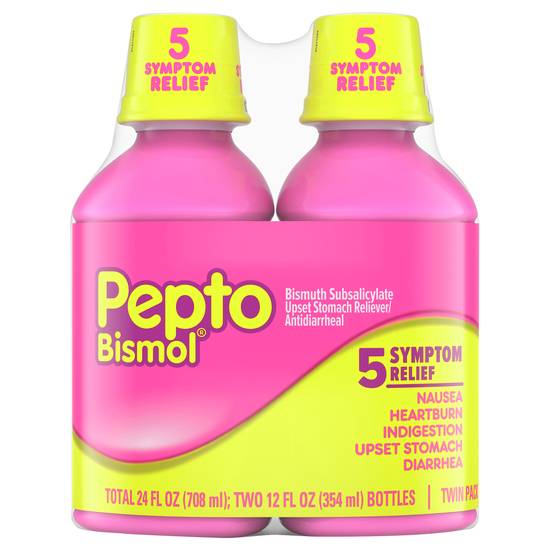 Pepto-Bismol 5 Symptoms Relief Bismuth Subsalicylate Antidiarrheal (2 ct)