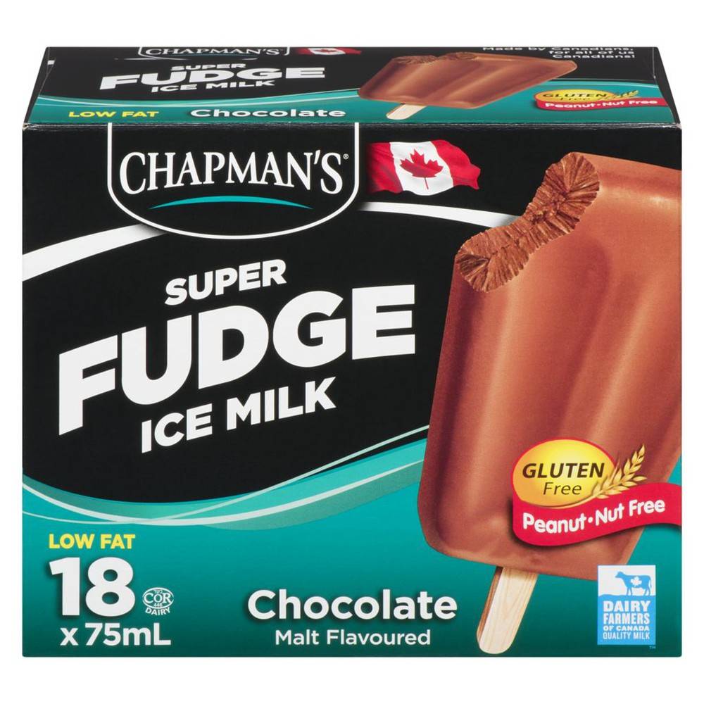 Chapman's Super Fudge Ice Cream Milk Bars, Chocolate Malt (18 x 75 ml)