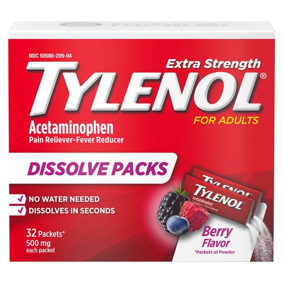 Tylenol Extra Strength Berry Acetaminophen Dissolve packs 500 mg (32 ct)