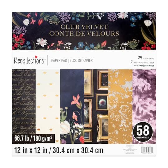Recollections Club Velvet Paper Pad 12x12 in (58 ct)