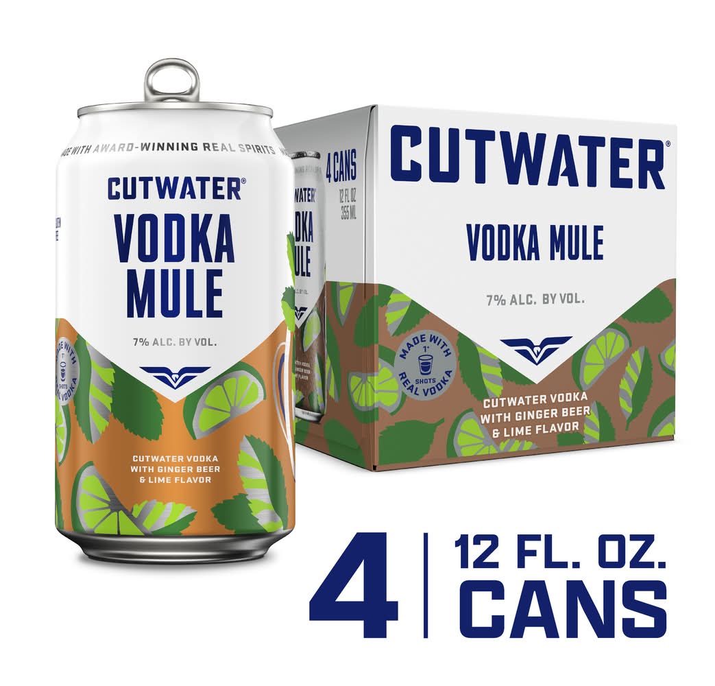 Cutwater Ready To Drink Vodka Mule, Ginger Beer & Lime (4 x 12 fl oz)