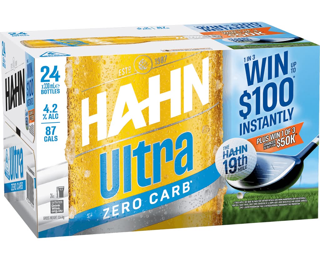 Hahn Ultra Low Carb Bottles 24x330ml