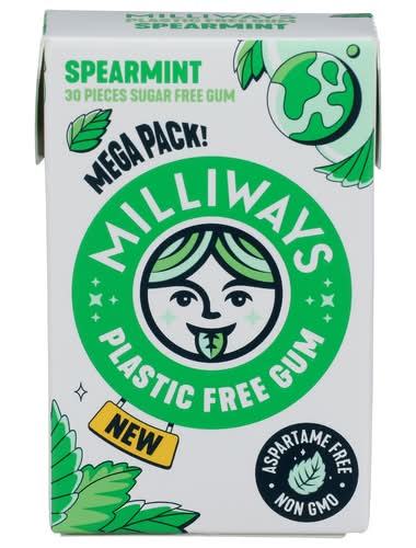 Milliways Food Spearmint Sugar Free Plastic Free Gum