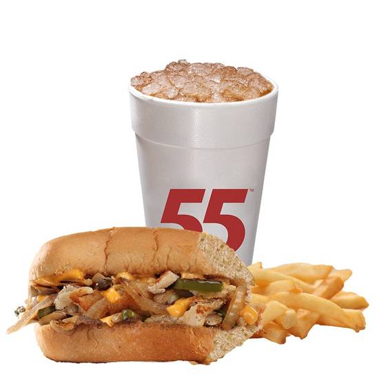 Order Lil' Chicken Cheesesteak ('All The Way') Meal food online from Hwy 55 Burgers, Shakes & Fries store, New Bern on bringmethat.com