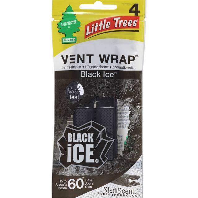 Little Trees Car Air Freshener Vent Wrap Black Ice 4-Pack