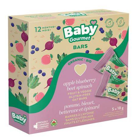 Baby Gourmet Apple Blueberry Beet Spinach Oat Bars (90 g, 5 ct)