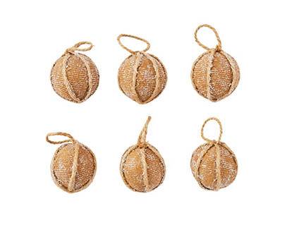 Hemp Rope Ball Ornaments, 6-Pack