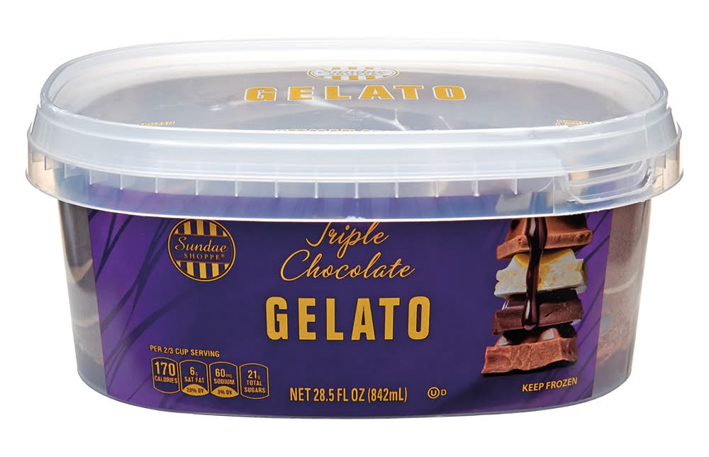 Sundae Shoppe Gelato Ice Cream, Triple Chocolate (28.5 fl oz)