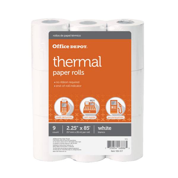 Office Depot Thermal Paper Rolls White 109317 (9 ct)