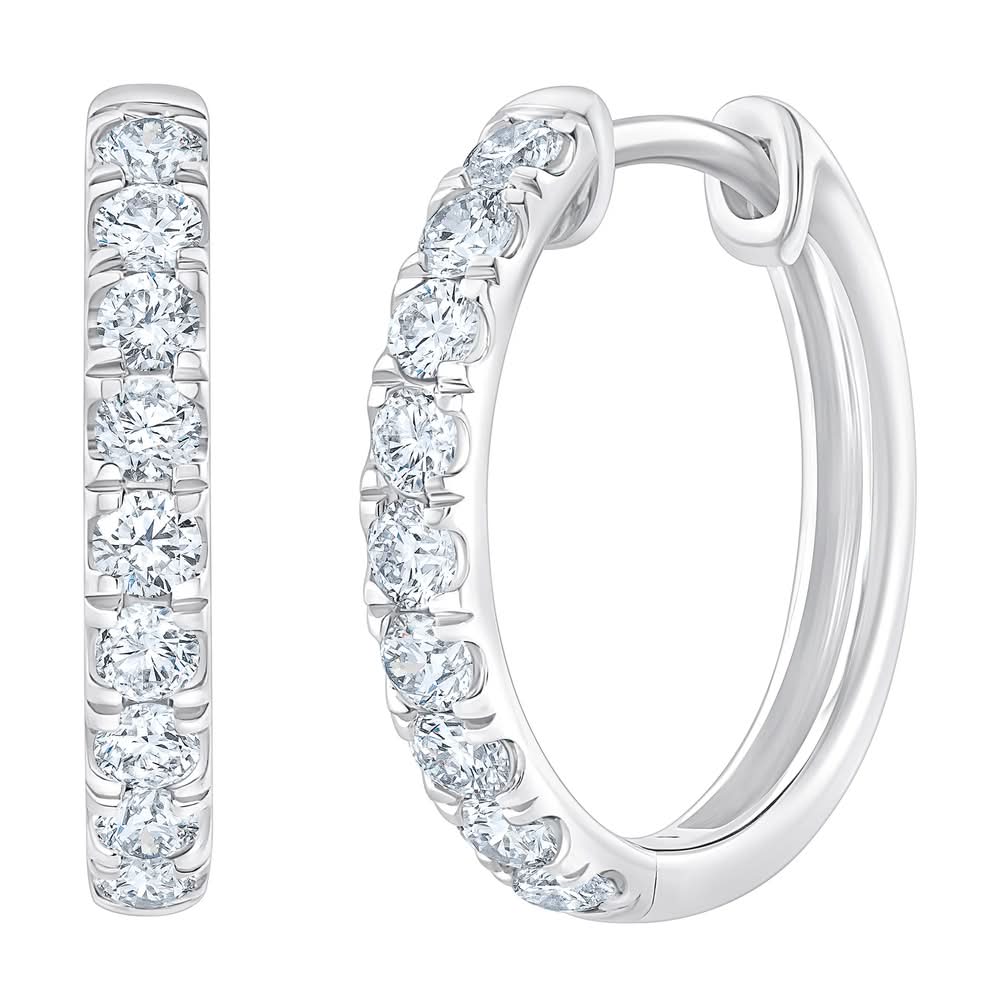 Anneaux À Diamants Ronds Taille Brillant (0,50 Ct) / Round Brilliant Diamond Hoop Earrings (0.50 Ctw)