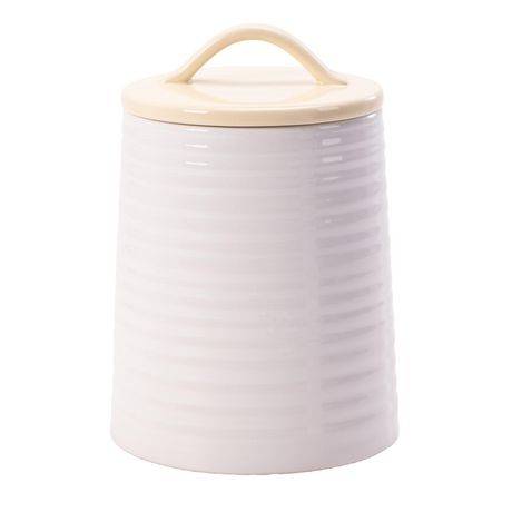 Hometrends White Ceramic Medium Canister, 5.71 inch x 5.71 inch x 8.07 inch, 1 piece