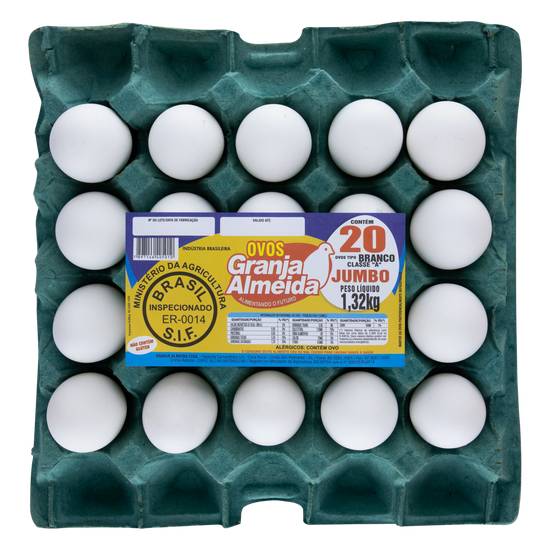 Granja almeida ovos brancos jumbo (20 unidades)