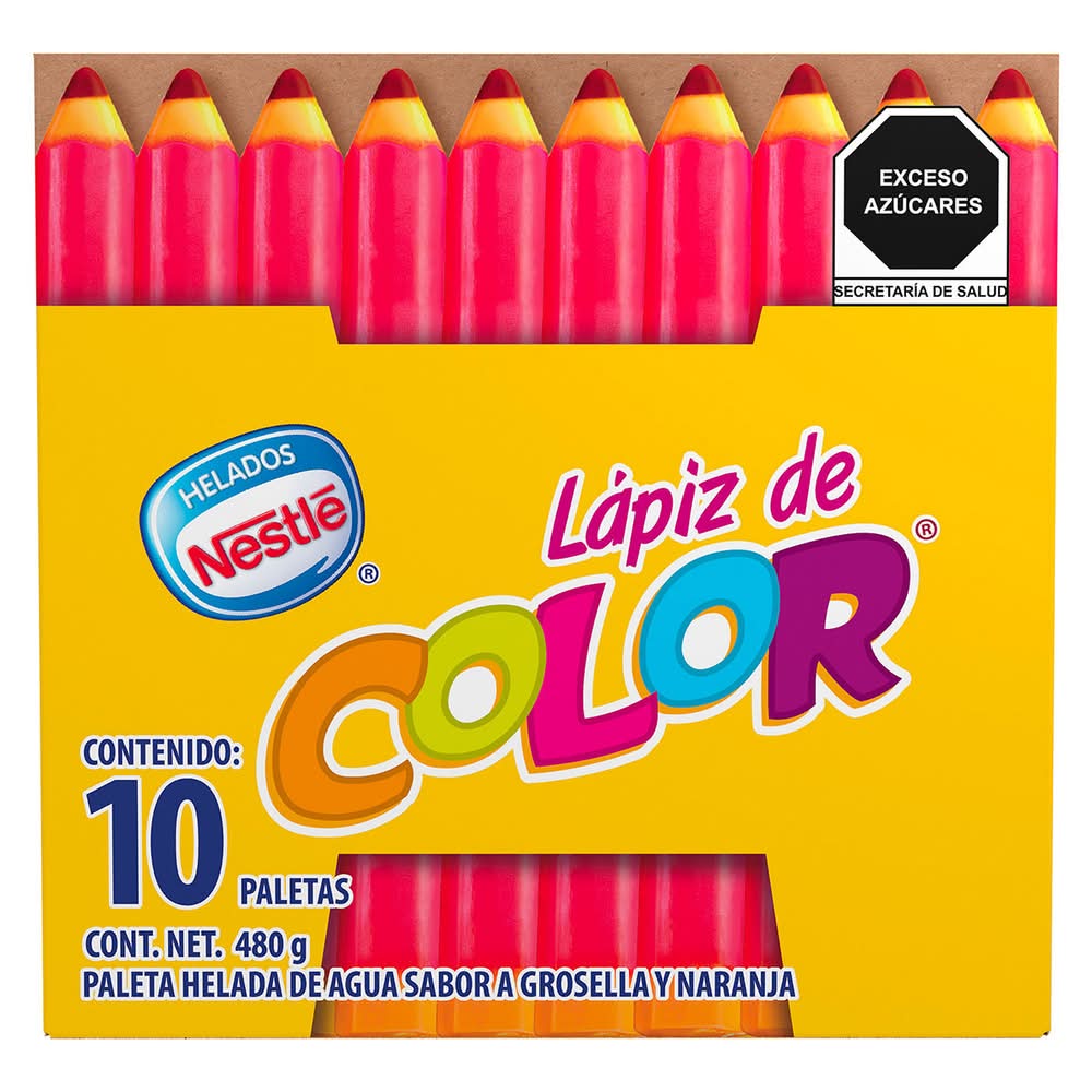 Helados Nestlé · Lápiz de color paleta helada de agua, grosella-naranja (10 un)