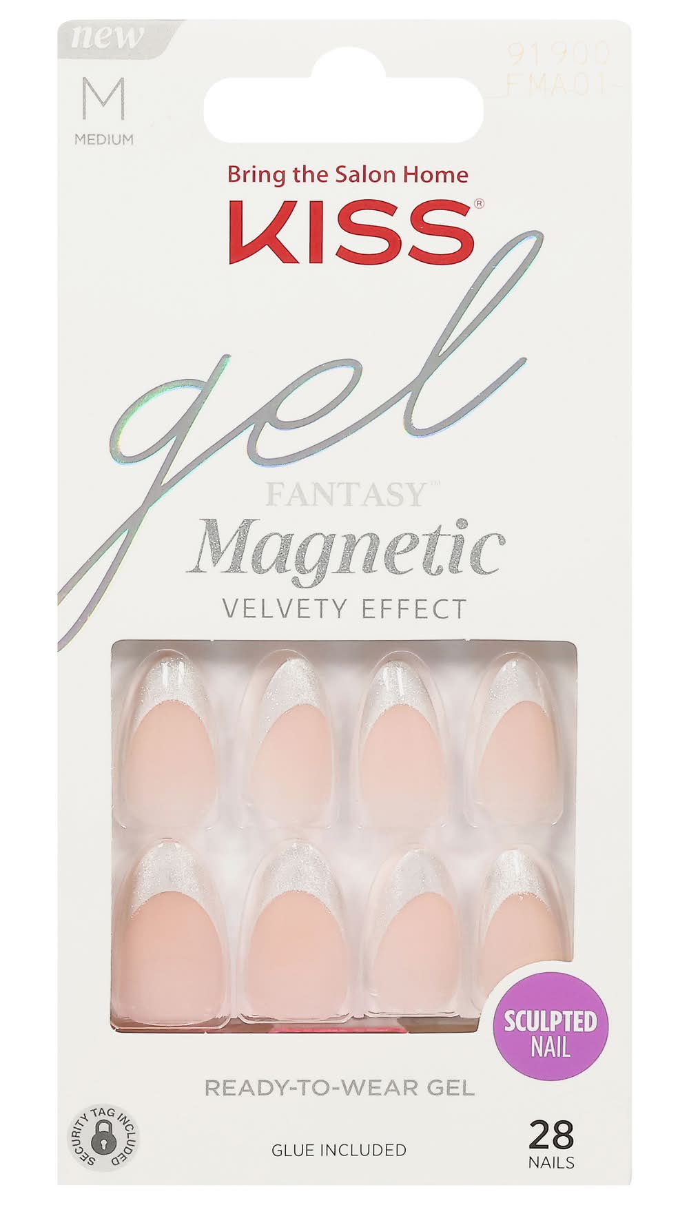 KISS Gel Fantasy Magnetic Velvety Effect Sculpted Nails, M (28 ct)