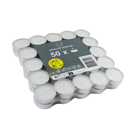 Premier Prix - Bougies chauffe plat blanc (50 pièces)