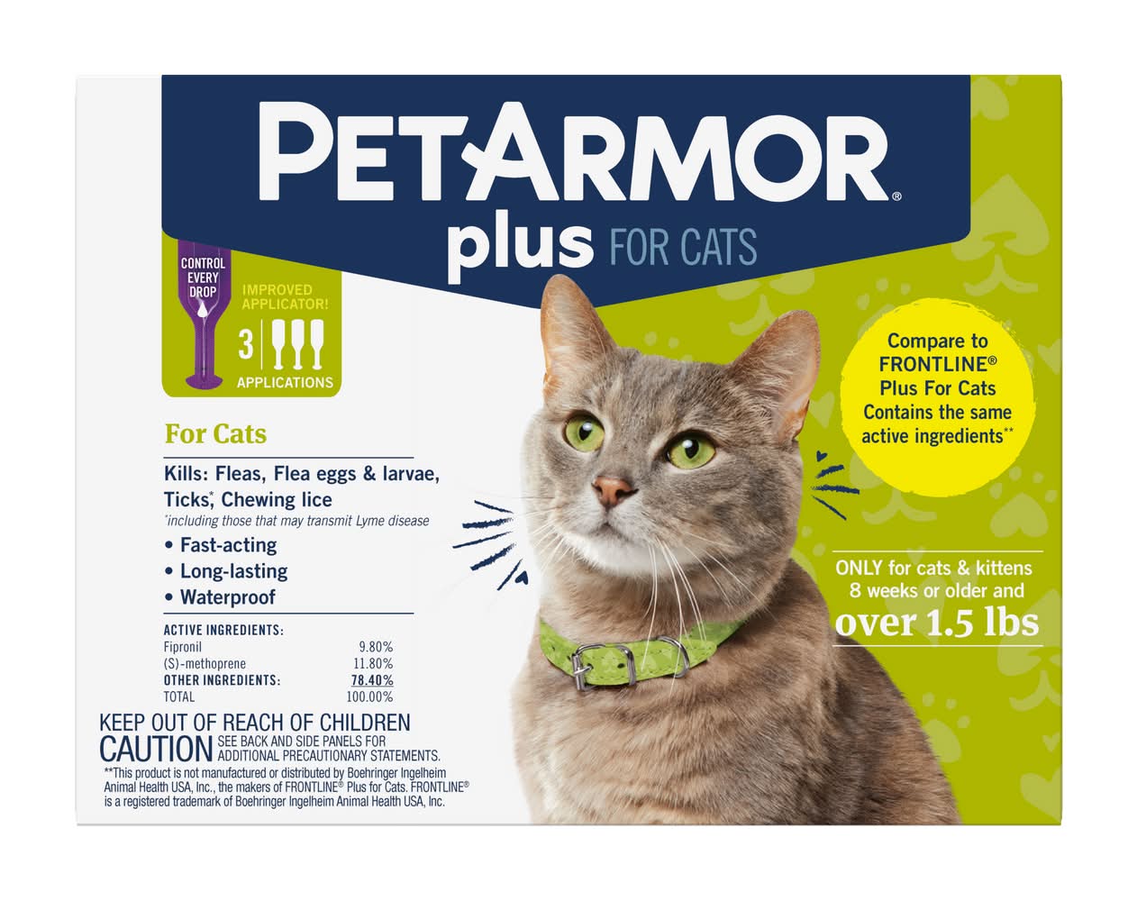 PetArmor Plus Flea and Tick Prevention For Cats (0.1 fl oz, 3 ct)