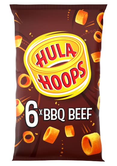 Hula Hoops Bbq Beef, Potato Ring Crisps (6 x 24g)