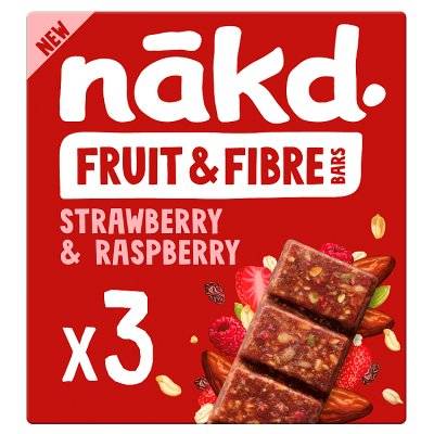 nakd. Fruit & Fibre Strawberry & Raspberry Multipack (3x44g)
