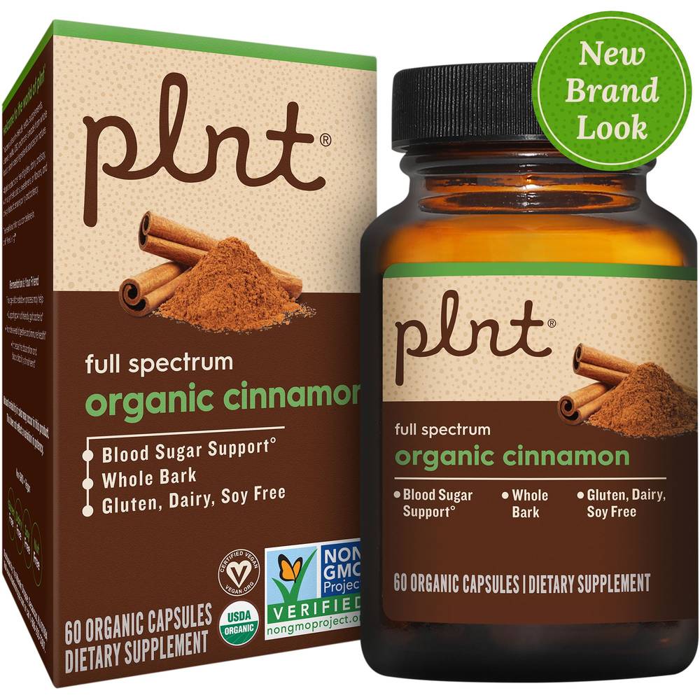 Plnt Organic Cinnamon Full Spectrum Blood Sugar Support Capsules (60ct)