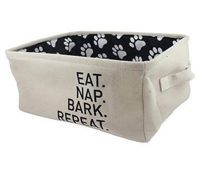 "Eat Nap Bark Repeat" Paw Print Fabric Storage Bin