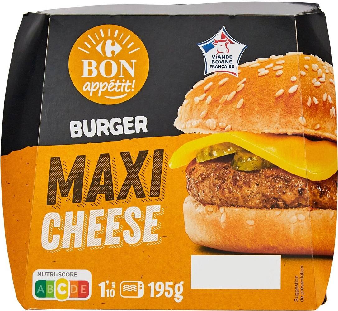 Burger maxi Cheese CARREFOUR BON APPETIT - la boite de 195g