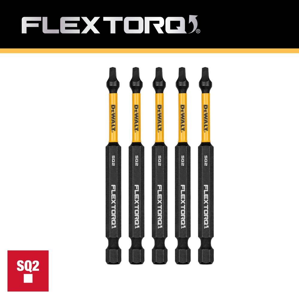 DEWALT Flextorq 1/4-in x 3-1/2-in Square/Robertson Impact Driver Bit (5-Piece) | DWAF3SQ2IR5