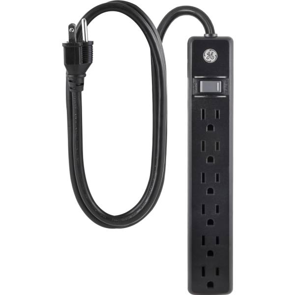 Ge 6-outlet 6' Cord Black Power Strip