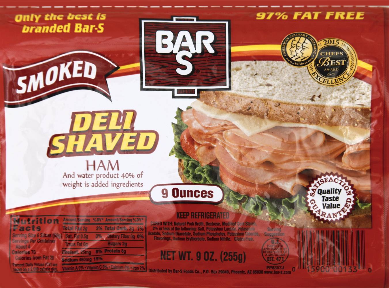 Bar-S Deli Shaved Smoked Ham (9 oz)