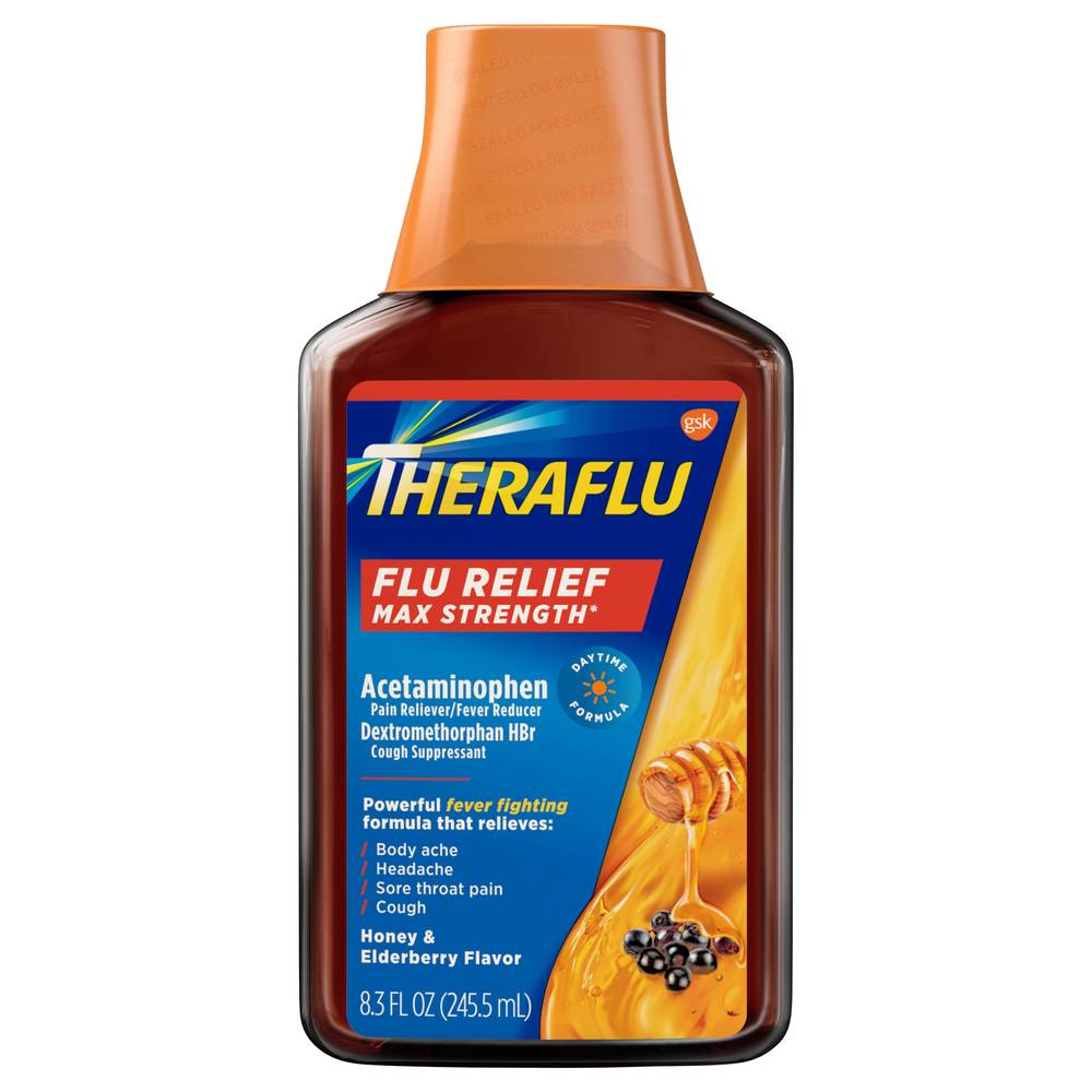 Theraflu Max Strength Honey & Elderberry Flavor Flu Relief (8.3 fl oz)