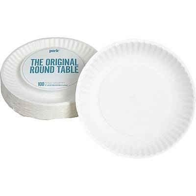 Perk Economy Paper Plates, White (100 ct)