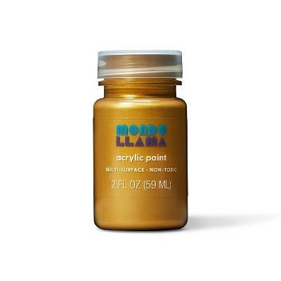 2 fl oz Metallic Acrylic Paint Gold - Mondo Llama™: Water-Based, Non-Toxic, Multi-Surface Craft Paint, Ages 13+