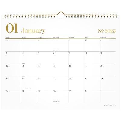 Cambridge 2025 Wall Calendar 14.875"x11.875" Workstyle White