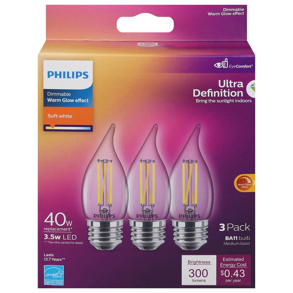 Philips Ultra Definition Soft White Warm Glow Effect Led Light Bulbs