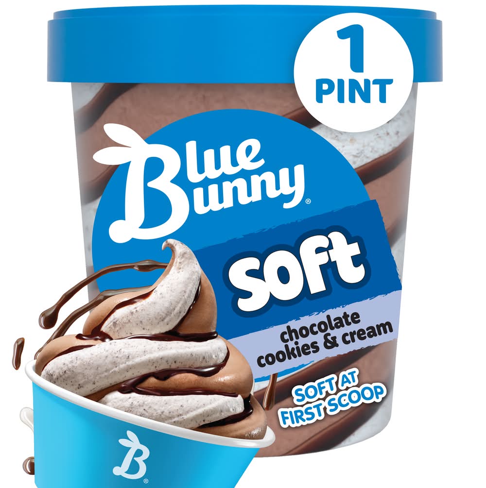 Blue Bunny Soft Frozen Dessert, Chocolate Cookies & Cream (16 fl oz)