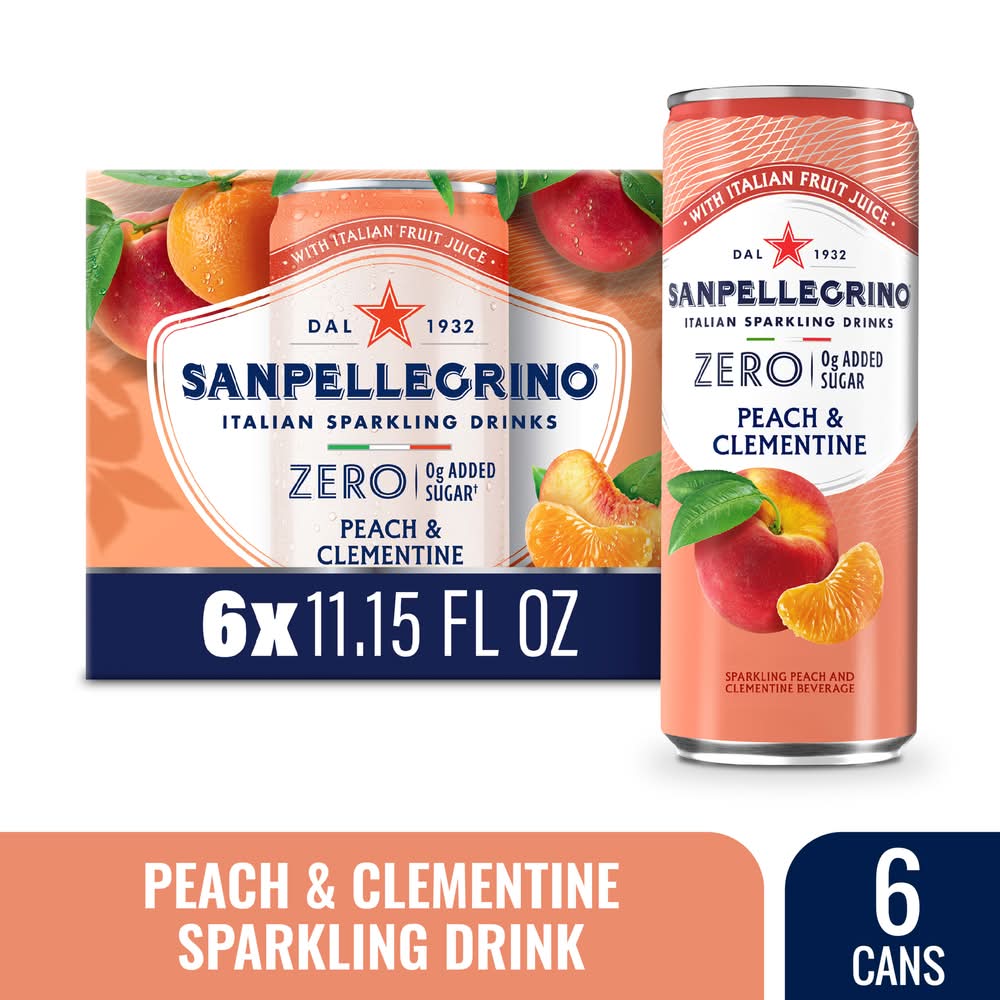 San Pellegrino Italian Sparkling Drink, Peach & Clementine (6 x 11.15 fl oz)