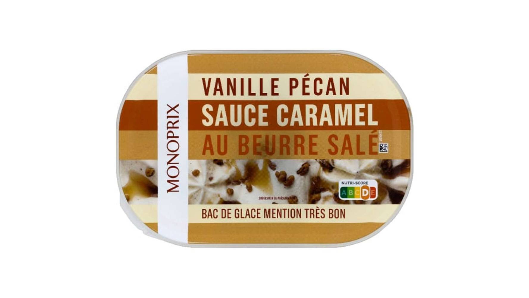 Monoprix Glace vanille pecan sauce caramel au beurre sale Le pot de 509g