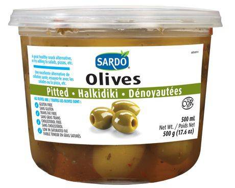 Sardo jumbo dénoyautée  - 500ml (500 g) - jumbo pitted olives (500 g)