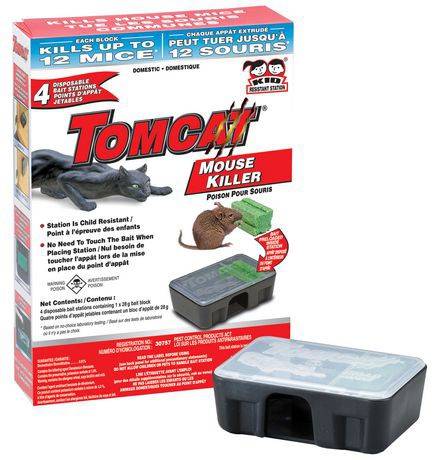 TOMCAT Mouse Killer Child Resistant, Disposable Station, 4 Pre