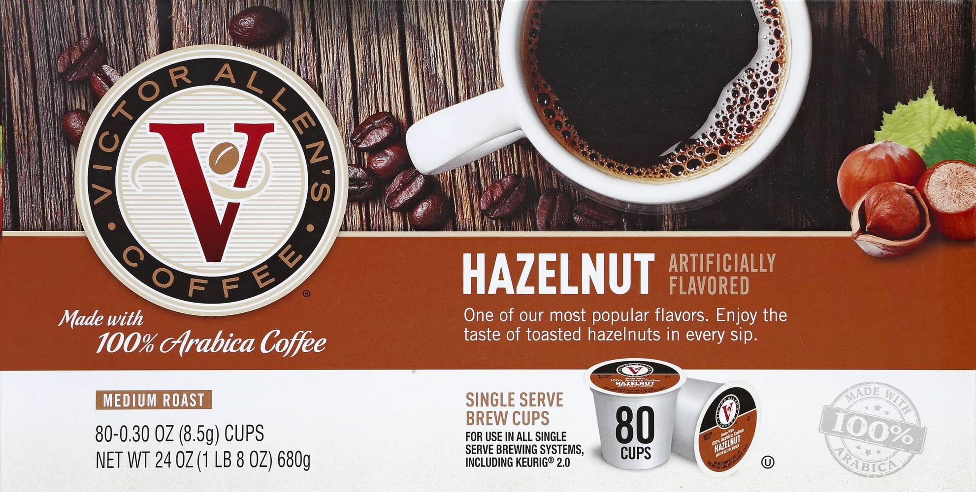 Victor Allen's Coffee 100% Arabica, Hazelnut (0.3 oz, 80 ct)