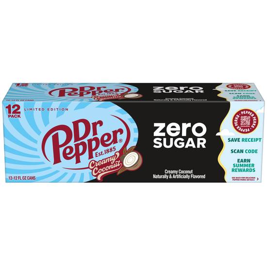 Dr Pepper Zero Sugar Soda (12 pack, 12 fl oz) (creamy coconut)