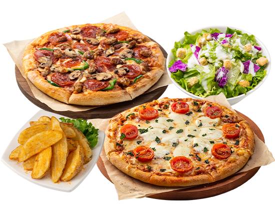 Sサイズピザ2枚+サイド2個セッ�ト 2 S-size Pizzas +2Sides Set