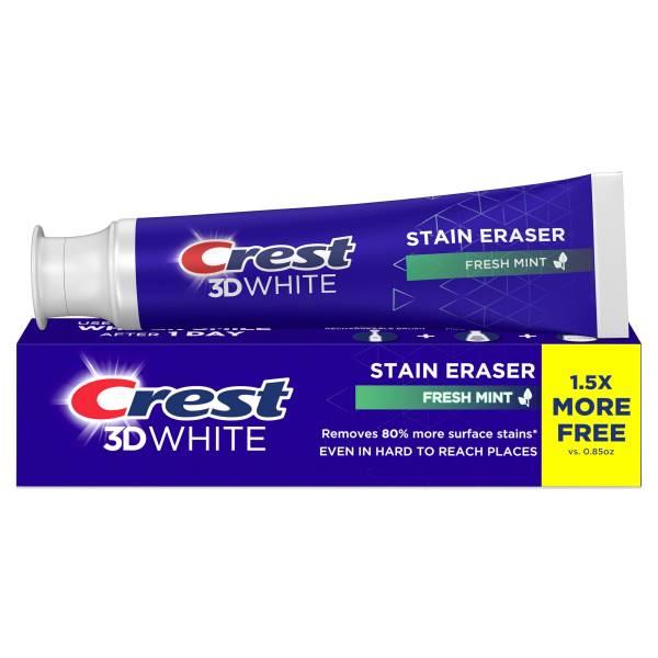 CREST 3D White Stain Eraser, Whitening Toothpaste Fresh Mint (2.3 oz)