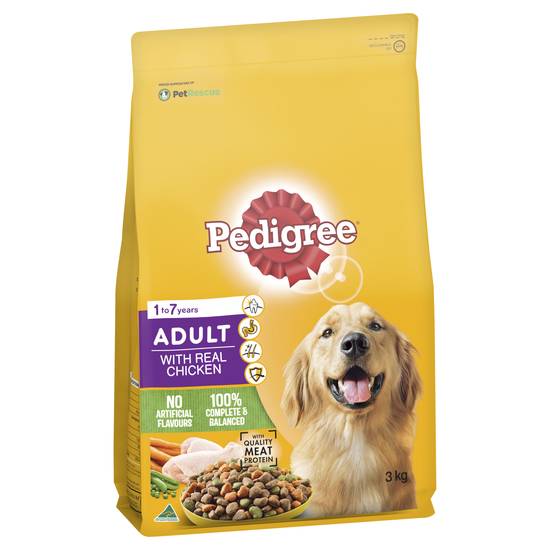Pedigree Adult With Real Chicken Dry Dog Food 3kg