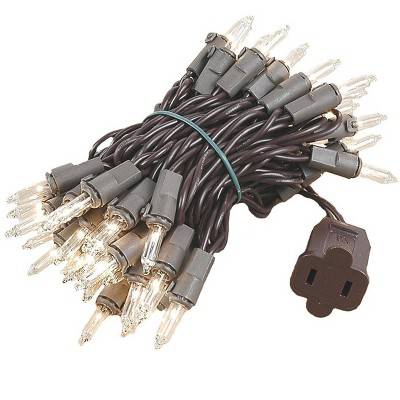 Novelty Lights Clear 50 Light Incandescent Mini Christmas String Lights Brown Wire 11 Feet